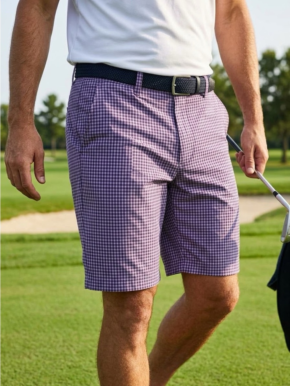 Under Armour Men's Purple Gingham Shorts Size 36 Golf Performance Preppy